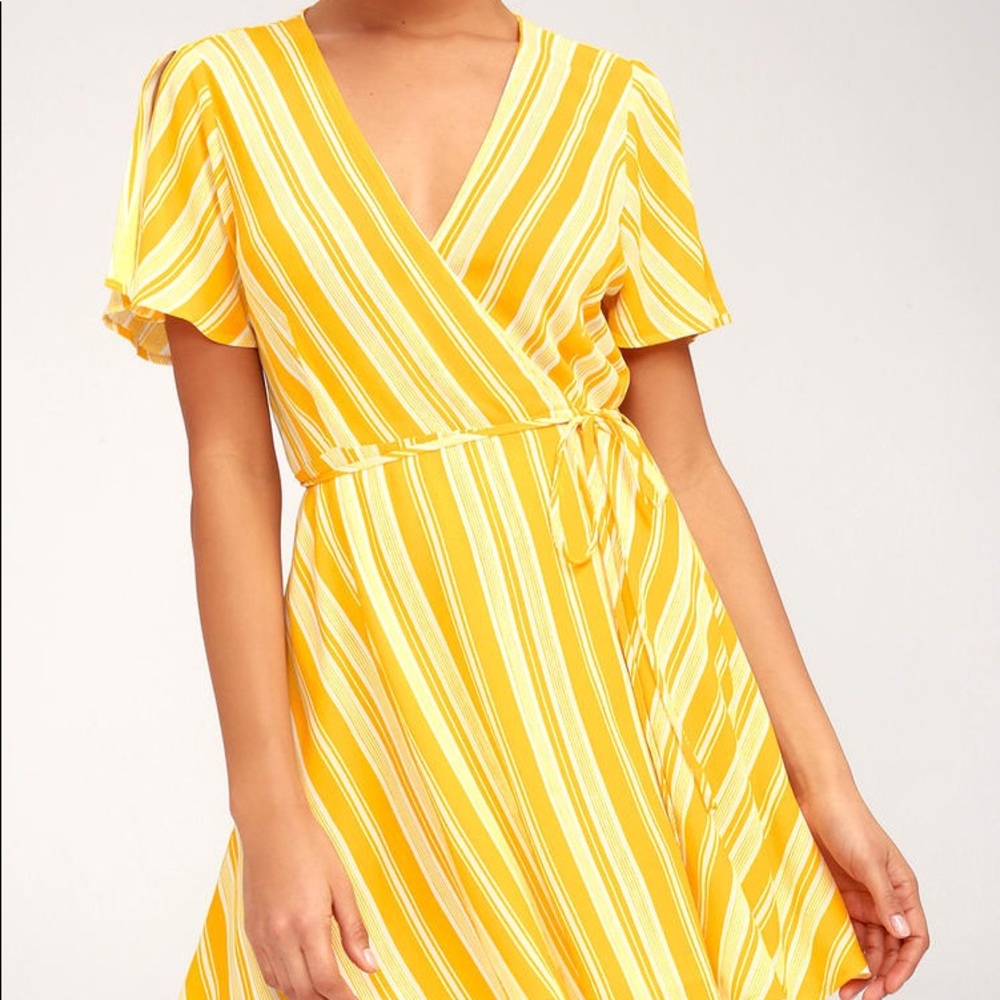 Lulus Yellow Wrap Dress